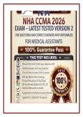 NHA CCMA 2026 Exam &ndash; Latest Tested Version 2 &lpar;180 Questions and Correct Answers with Rationales&rpar; for Medical Assistants 