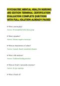 PSYCHIATRIC MENTAL HEALTH NURSING 3RD EDITION TERMINAL CERTIFICATION EVALUATION COMPLETE QUESTIONS WITH FULL SOLUTION ALREADY PASSED&period;pdf&NewLine;&NewLine;