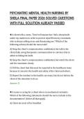 PSYCHIATRIC MENTAL HEALTH NURSING BY SHEILA FINAL PAPER 2026 SOLVED QUESTIONS WITH FULL SOLUTION ALREADY PASSED&period;pdf&NewLine;&NewLine;