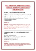 NCCT Patient Care Technician &lpar;PCT&rpar; Exam &vert; Questions and Answers with Rationales 2026&sol;2027 Update 