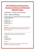 NCCT Phlebotomy Technician Exam &vert; Questions and Answers with Rationales 2026&sol;2027 Update 