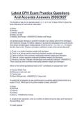 Latest CPH Exam Practice Questions&NewLine;And Accurate Answers 2026&sol;2027