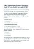 CPH Written Exam Practice Questions&NewLine;And 100&percnt; Verified Answers 2026&sol;2027