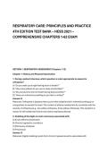 RESPIRATORY CARE&colon; PRINCIPLES AND PRACTICE &NewLine;4TH EDITION TEST BANK &ndash; HESS 2021 &ndash; &NewLine;COMPREHENSIVE CHAPTERS 1-62 EXAM