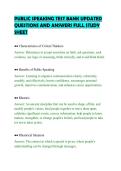 PUBLIC SPEAKING TEST BANK UPDATED QUESTIONS AND ANSWERS FULL STUDY SHEET