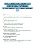 PUBLIX BAKERY MANAGER TEST ACTUAL EXAM PAPER 2026 QUESTIONS WITH ANSWERS GRADED A&plus;&period;pdf&NewLine;&NewLine;