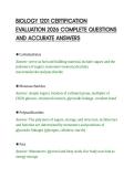 BIOLOGY 1201 CERTIFICATION&NewLine;EVALUATION 2026 COMPLETE QUESTIONS&NewLine;AND ACCURATE ANSWERS&NewLine;