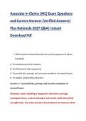 Associate in Claims &lpar;AIC&rpar; Exam Questions &NewLine;and Correct Answers &lpar;Verified Answers&rpar; &NewLine;Plus Rationale 2027 Q&A&vert; Instant &NewLine;Download Pdf