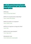 BIOS 251 CERTIFICATION EVALUATION&NewLine;COMPLETE QUESTIONS AND SOLUTIONS&NewLine;GRADED APLUS&NewLine;