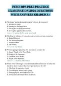 PUMP OPS PREP PRACTICE EXAMINATION 2026 QUESTIONS WITH ANSWERS GRADED A&plus;
