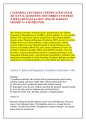 CALIFORNIA CUSTODIAN CERTIFICATION EXAM &NewLine;300 ACTUAL QUESTIONS AND CORRECT ANSWERS &NewLine;WITH RATIONALE LATEST UPDATE ALREADY &NewLine;GRADED A&plus; ASSURED PASS 