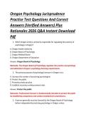 Oregon Psychology Jurisprudence &NewLine;Practice Test Questions And Correct &NewLine;Answers &lpar;Verified Answers&rpar; Plus &NewLine;Rationales 2026 Q&A Instant Download &NewLine;Pdf 