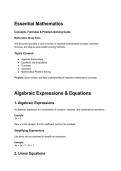 Essential Mathematics&colon; Concepts&comma; Formulas & Problem-Solving Guide