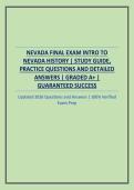 NEVADA FINAL EXAM INTRO TO NEVADA HISTORY &vert; STUDY GUIDE&comma; PRACTICE QUESTIONS AND DETAILED ANSWERS