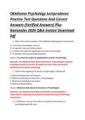 Oklahoma Psychology Jurisprudence &NewLine;Practice Test Questions And Correct &NewLine;Answers &lpar;Verified Answers&rpar; Plus &NewLine;Rationales 2026 Q&A Instant Download &NewLine;Pdf 