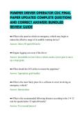 PUMPER DRIVER OPERATOR CDC FINAL PAPER UPDATED COMPLETE QUESTIONS AND CORRECT ANSWERS BUNDLED REVIEW GUIDE&period;pdf&NewLine;&NewLine;