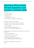 Business Ethics Exam Review Questions and Answers Updated 2026&NewLine;