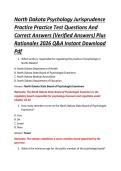 North Dakota Psychology Jurisprudence &NewLine;Practice Practice Test Questions And &NewLine;Correct Answers &lpar;Verified Answers&rpar; Plus &NewLine;Rationales 2026 Q&A Instant Download &NewLine;Pdf  