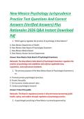 New Mexico Psychology Jurisprudence &NewLine;Practice Test Questions And Correct &NewLine;Answers &lpar;Verified Answers&rpar; Plus &NewLine;Rationales 2026 Q&A Instant Download &NewLine;Pdf 