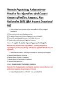 Nevada Psychology Jurisprudence &NewLine;Practice Test Questions And Correct &NewLine;Answers &lpar;Verified Answers&rpar; Plus &NewLine;Rationales 2026 Q&A Instant Download &NewLine;Pdf 