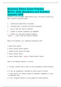 Business Ethics Exam Practice MCQ-s 2026 Questions and Answers Updated 2026