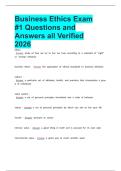 Business Ethics Exam -1 Questions and Answers all Verified 2026