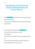 ATI Pediatrics Proctored Exam&NewLine;2026&vert;Certified Questions And&NewLine;Correct Answers&NewLine;