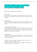 Business Ethics Exam 1 Questions and Answers Updated 2026