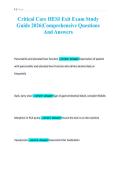 Critical Care HESI Exit Exam Study&NewLine;Guide 2026&vert;Comprehensive Questions&NewLine;And Answers&NewLine;