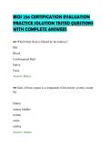 BIOS 256 CERTIFICATION EVALUATION&NewLine;PRACTICE SOLUTION TESTED QUESTIONS&NewLine;WITH COMPLETE ANSWERS&NewLine;