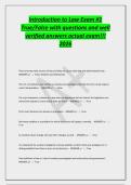 Introduction to Law Exam &num;1&NewLine;True&sol;False with questions and well&NewLine;verified answers actual exam&excl;&excl;&excl;&NewLine;2026