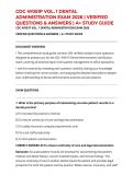CDC 4Y051P VOL&period; 1 DENTAL ADMINISTRATION EXAM 2026 &vert; VERIFIED QUESTIONS & ANSWERS &vert; A&plus; STUDY GUIDE