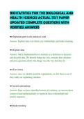 BIOSTATISTICS FOR THE BIOLOGICAL AND&NewLine;HEALTH SCIENCES ACTUAL TEST PAPER&NewLine;UPDATED COMPLETE QUESTIONS WITH&NewLine;VERIFIED ANSWERS