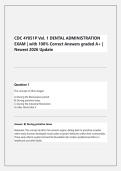 CDC 4Y051P Vol&period; 1 DENTAL ADMINISTRATION EXAM &vert; with 100&percnt; Correct Answers graded A&plus; &vert; Newest 2026 Update