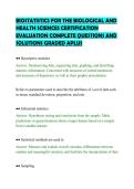 BIOSTATISTICS FOR THE BIOLOGICAL AND&NewLine;HEALTH SCIENCES CERTIFICATION&NewLine;EVALUATION COMPLETE QUESTIONS AND&NewLine;SOLUTIONS GRADED APLUS&NewLine;