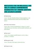 BIOSTATISTICS FOR THE BIOLOGICAL AND&NewLine;HEALTH SCIENCES COMPREHENSIVE&NewLine;EXAMINATION TEST VERIFIED QUESTIONS&NewLine;AND ACCURATE ANSWERS&NewLine;
