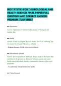 BIOSTATISTICS FOR THE BIOLOGICAL AND&NewLine;HEALTH SCIENCES FINAL PAPER FULL&NewLine;QUESTIONS AND CORRECT ANSWERS&NewLine;PREMIUM STUDY SHEET