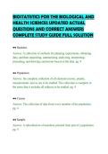 BIOSTATISTICS FOR THE BIOLOGICAL AND&NewLine;HEALTH SCIENCES UPDATED ACTUAL&NewLine;QUESTIONS AND CORRECT ANSWERS&NewLine;COMPLETE STUDY GUIDE FULL SOLUTION