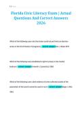 Florida Civic Literacy Exam &vert; Actual&NewLine;Questions And Correct Answers&NewLine;2026
