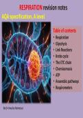AQA A level Respiration revision notes