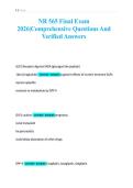 NR 565 Final Exam&NewLine;2026&vert;Comprehensive Questions And&NewLine;Verified Answers