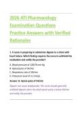 2026 ATI Pharmacology&NewLine;Examination Questions&NewLine;Practice Answers with Verified&NewLine;Rationales