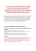 Colorado Parks and Wildlife District Wildlife Officer and Park Ranger Ultimate Exam Questions And Correct Answers With Rationales &vert; Already Graded A&plus;&vert;&vert;Brand New Version&excl;&excl;&period;