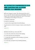 BLS INSTRUCTOR COMPREHENSIVE EXAM&NewLine;PREP QUESTIONS AND SOLUTIONS&NewLine;VERIFIED STUDY RESOURCE&NewLine;