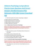 Alabama Psychology Jurisprudence &NewLine;Practice Exam Questions And Correct &NewLine;Answers &lpar;Verified Answers&rpar; Plus &NewLine;Rationales 2026 Q&A Instant Download &NewLine;Pdf   