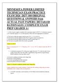 MINNESOTA POWER LIMITED &NewLine;TECHNICIAN EXAM PRACTICE &NewLine;EXAM 2026 -2027&vert; 100 ORIGINAL &NewLine;QUESTIONS & ANSWERS from &NewLine;ACTUAL PAST PAPERS &vert; DETAILED &NewLine;RATIONALES &vert; COMPLETE EXAM &NewLine;PREP GRADED A&plus; 