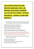 TEXAS BOILER OPERATOR EXAM &NewLine;PRACTICE EXAM 2026 -2027&vert; 100 &NewLine;ORIGINAL QUESTIONS & ANSWERS &NewLine;from ACTUAL PAST PAPERS &vert; DETAILED &NewLine;RATIONALES &vert; COMPLETE EXAM PREP &NewLine;GRADED A&plus;