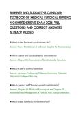 BRUNNER AND SUDDARTHS CANADIAN&NewLine;TEXTBOOK OF MEDICAL SURGICAL NURSING&NewLine;4 COMPREHENSIVE EXAM 2026 FULL&NewLine;QUESTIONS AND CORRECT ANSWERS&NewLine;ALREADY PASSED&NewLine;