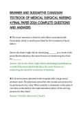 BRUNNER AND SUDDARTHS CANADIAN&NewLine;TEXTBOOK OF MEDICAL SURGICAL NURSING&NewLine;4 FINAL PAPER 2026 COMPLETE QUESTIONS&NewLine;AND ANSWERS&NewLine;