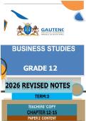 Grade 12 Business Studies Complete Notes - CAPS 2025 &vert; Business Functions & Operations &plus; Exam Tips